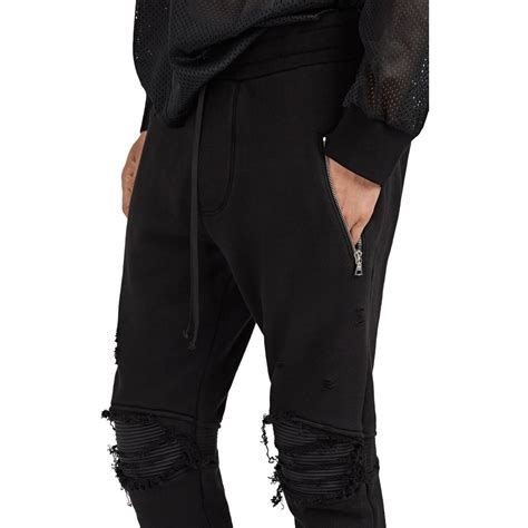Amiri Mx1 Leather Inset Cotton Sweatpants In Black For Men Lyst