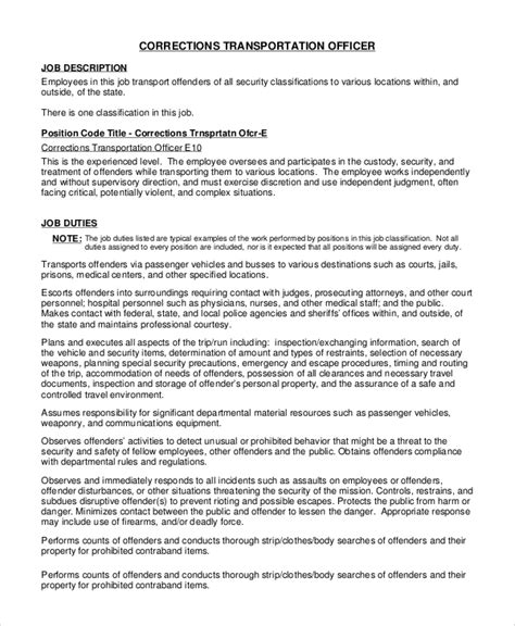 Free 7 Sample Correctional Officer Job Description Templates In Pdf