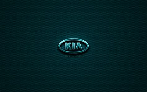 Download Wallpapers Kia Glitter Logo Cars Brands Creative Blue Metal