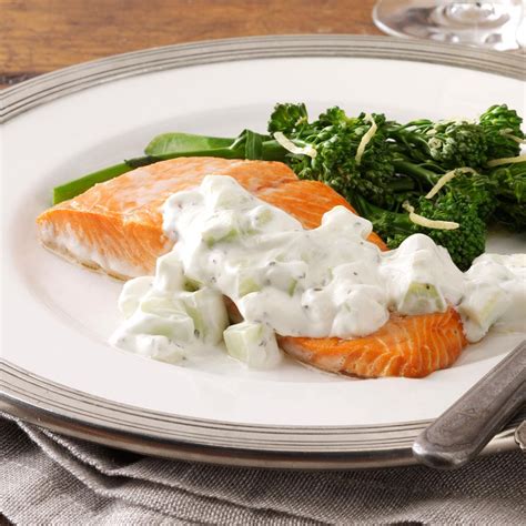 Quick Poached Salmon With Cucumber Sauce Recipe Taste Of