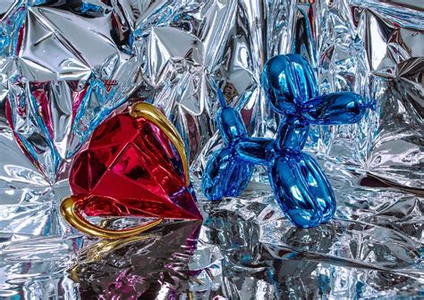 Jeff Koonss Festive Diamond Red And Freestanding Balloon Dog