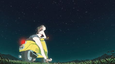 Wallpaper Illustration Night Anime Girls Nature Grass Sky Stars
