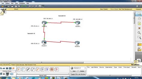 Cisco Packet Tracer 09 Connect Four Routers As Dce And Dte Youtube