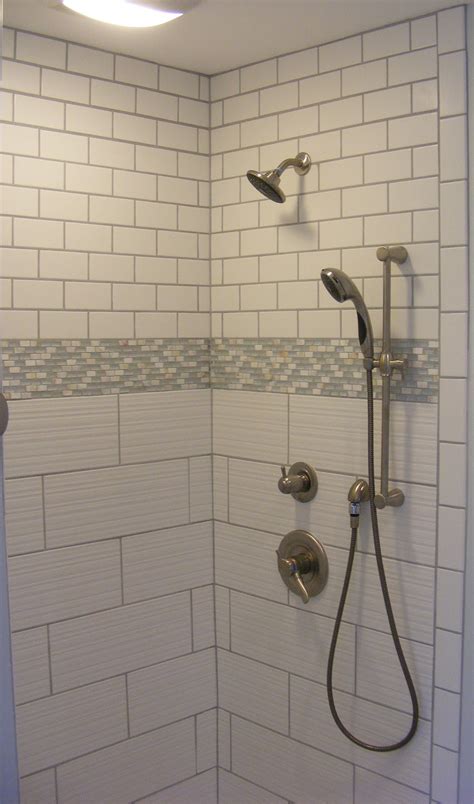 Subway tile can be installed in a stacked or staggered fashion. MHI Interiors: Canton Bathroom Renovation