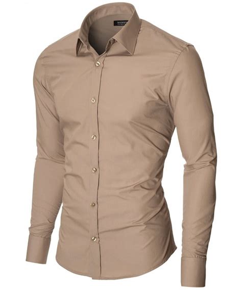 mens dress shirts slim fit long sleeve point collar mod1426ls beige ct1207mhdmf