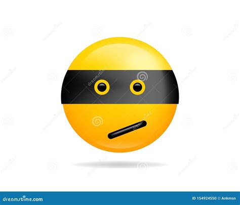 Emoji Smile Icon Vector Symbol Ninja Smiley Face Yellow Cartoon