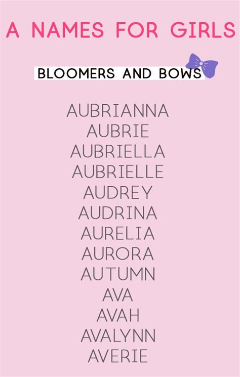 Girl Names That Start With A Bloomers And Bows Beautiful Girl Names
