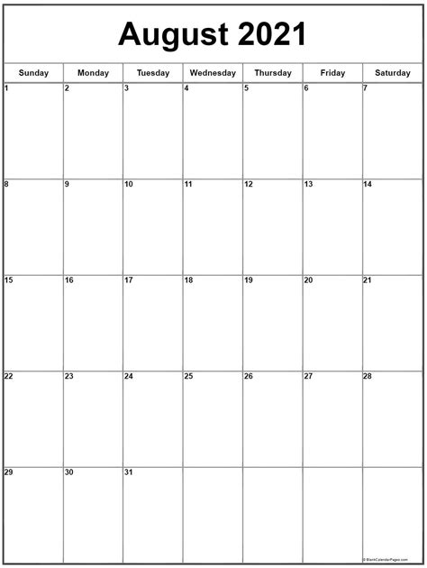 Downloads are subject to this site's term of use. August 2021 Vertical Calendar | Portrait