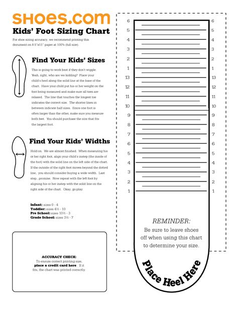 Printable Foot Sizing Chart
