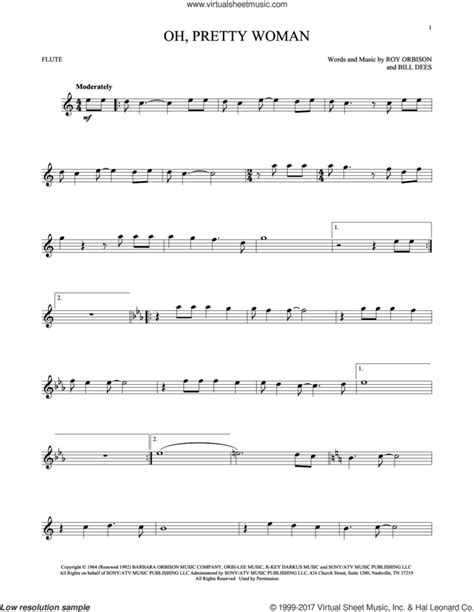 Oh Pretty Woman Sheet Music For Flute Solo Pdf Interactive