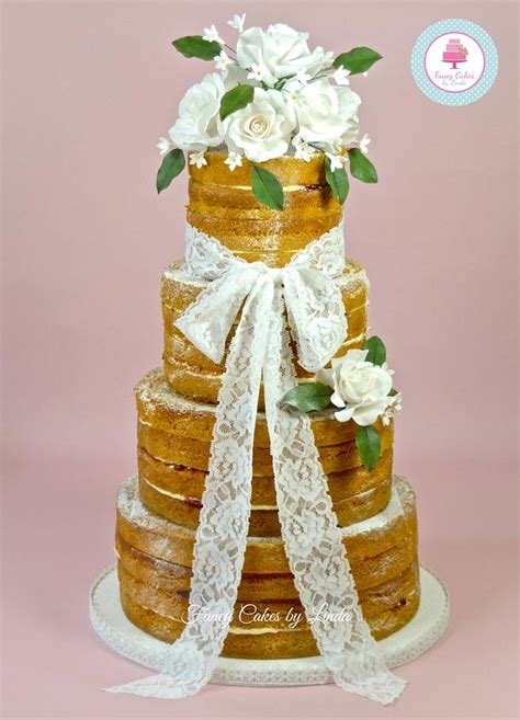 Naked Wedding Cake With Sugar Flowers Decorated Cake By Cakesdecor
