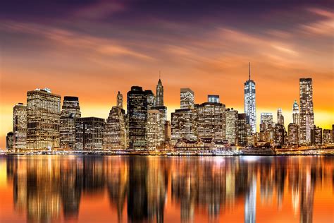 Sunset Over New York City New York Cities Categories Canvas