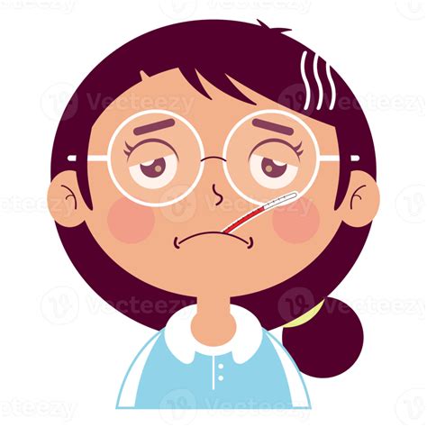 Girl Sick Face Cartoon Cute 14604165 Png