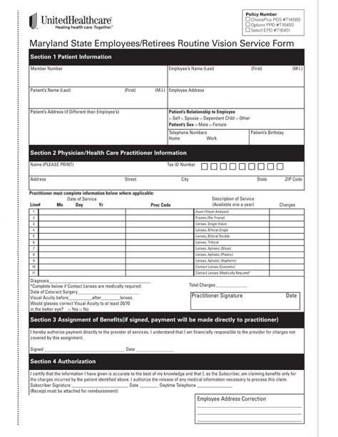 Maryland Employees Vision Form ≡ Fill Out Printable Pdf Forms Online