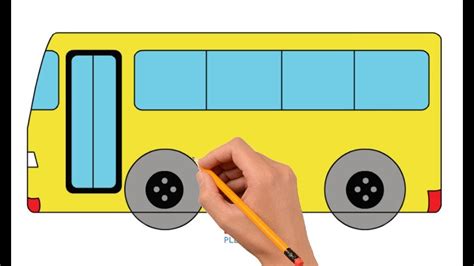 How To Draw A Bus Step By Step Easy For Kids Coloring Book Page And
