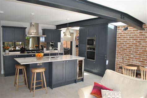 Modern Shaker Kitchen In Dark Slate Blue Looks Stunning Against The