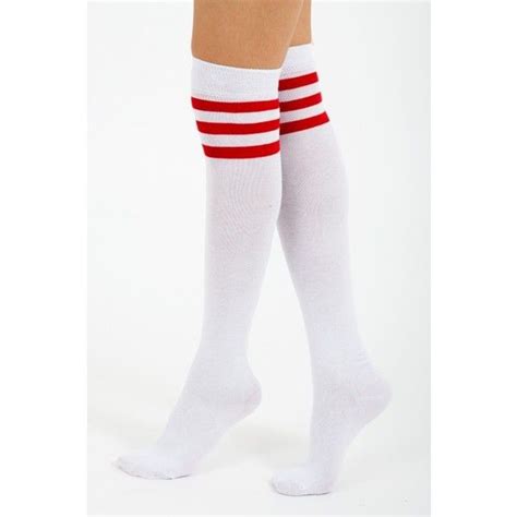 Ryder Red Stripe Knee High Socks In White Red Knee High Socks