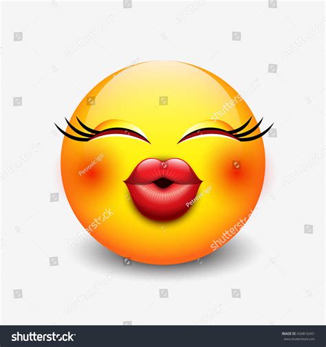 Cute Kissing Emoticon Emoji Smiley Vector Stock Vector