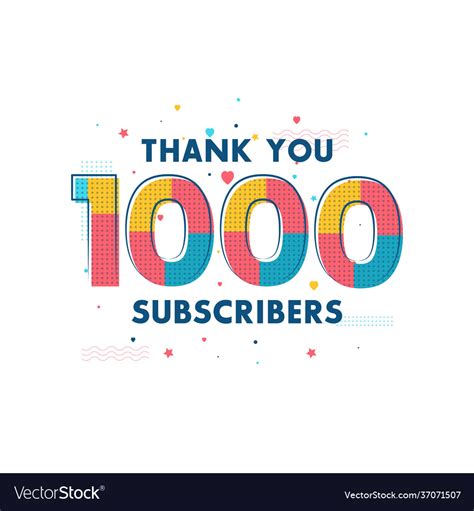Thank You 1000 Subscribers Celebration Greeting Vector Image
