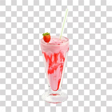 Milk Shake De Morango Em Tigela De Vidro Com Canudo De Pl Stico Png Transparente Download