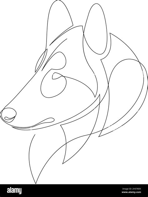 Line Drawing Rough Collie Dog Tattoo Vector Illustration Free Single