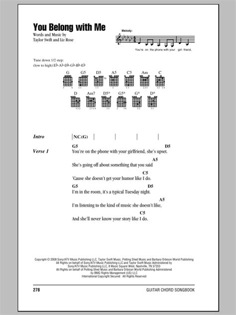 You Belong With Me Guitar Chordslyrics Zzounds