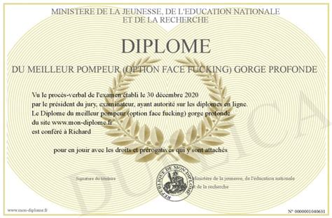 Diplome Du Meilleur Pompeur Option Face Fucking Gorge Profonde