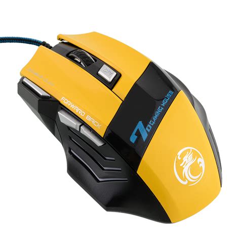 Yellow New 5500 Dpi 7 Button Led Optical Usb Wired Mouse For Gaming