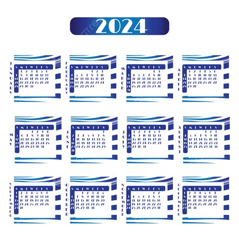 Calendario 2024 Diseño Meses Vector PNG Calendario 2024 Diseño De