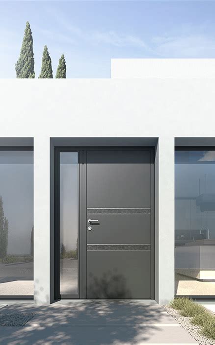 Dotées d'un ouvrant aluminium monobloc de 72 mm elles bénéficient d'une haute isolation thermique : Porte d'entrée alu, porte d'entree aluminium sur-mesure K ...