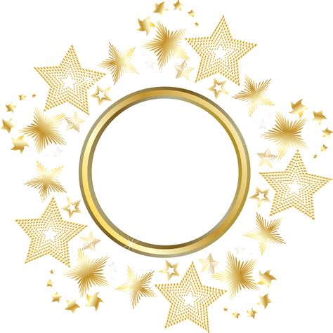 Circle Gold Star Decorative Gold Star Round Frame Png Download 1387