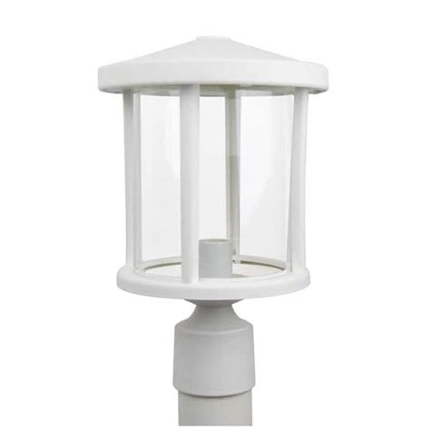 Solus 14 In H X 9 In W White Decorative Round Post Top Mount Outdoor