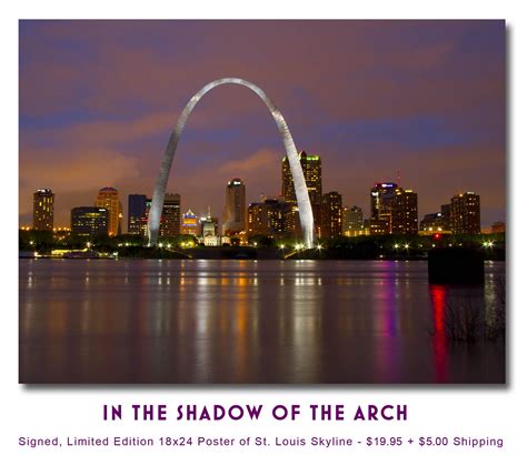 Poster Of The St Louis Skyline And The Gateway Arch Reflecting In The