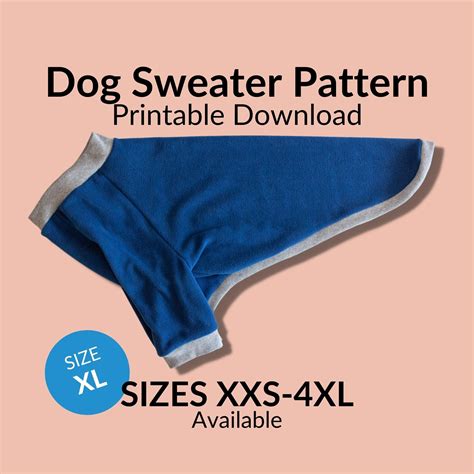 Dog Sweater Sewing Pattern Printable Digital Download Size Etsy Canada