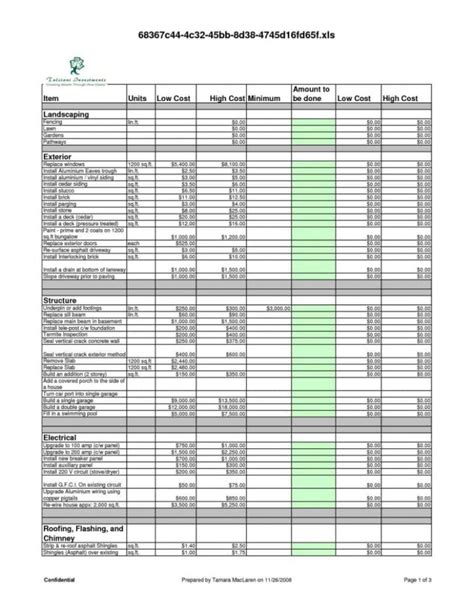 Construction Cost Breakdown Excel Spreadsheet —