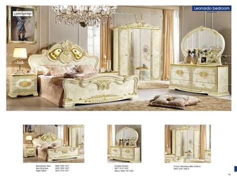 Esf Leonardo Luxury Gold Ivory Queen Bedroom Set 5 Classic Royalty Made