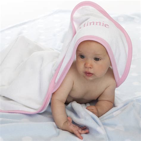 Personalised Hooded Baby Towel With Pink Or Blue Trim By A Type Of
