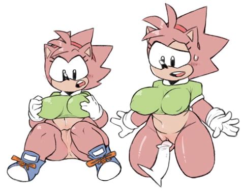 Rule 34 Amy Rose Anthro Big Breasts Blush Bottomless Breast Grab Busty Classic Amy Rose