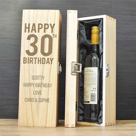 Gifts & hampers online for delivery in ireland. Personalised 30th Birthday Gift Wooden Wine Box