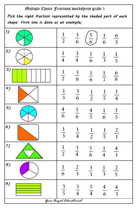 Grade 3 Fractions Worksheet