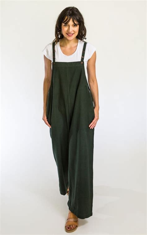 Loose Baggy Overalls Dungarees 100 Cotton Full Leg Etsy
