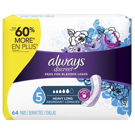 Always Discreet Incontinence Pads Maximum Long Length Pack Of 64 Pads