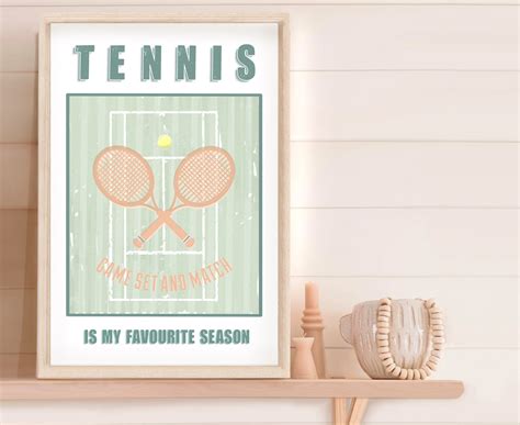 vintage tennis poster tennis girl wall art sage green room etsy