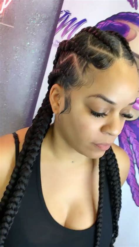 All your hair will be sectioned into squares and worked into individual plaits to get this look. # cornrows Braids videos Zigzag feedin braids | Hair braid ...