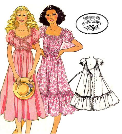 Sweet 70s Laura Ashley Ruffled Wrap Dress Mccalls 6121 Vintage Pattern