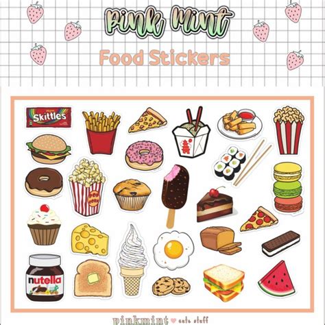 Sticker Gambar Kartun Makanan Dan Minuman Lucu Cartoon Cute Wall