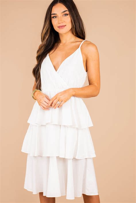 Light Flowy White Tiered Dress Tiered Dress The Mint Julep Boutique