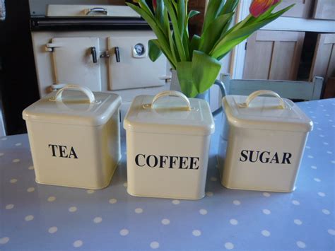 Cream tea coffee sugar sets. Cream tea coffee sugar canisters jars