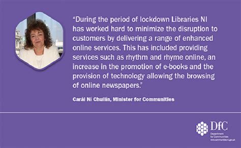 ní chuilín praises libraries for their work during lockdown department for communities
