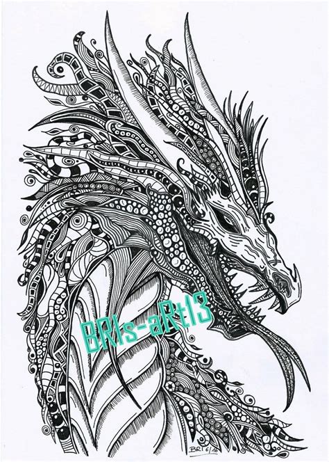 Download Adult Coloring Zenzia Dragon Made By Bri En 2019 Dibujos De